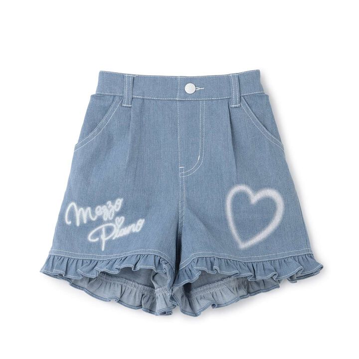 [Popular Item Restocked] [Not Available at Physical Stores] Heart Paint Denim Shorts,, medium