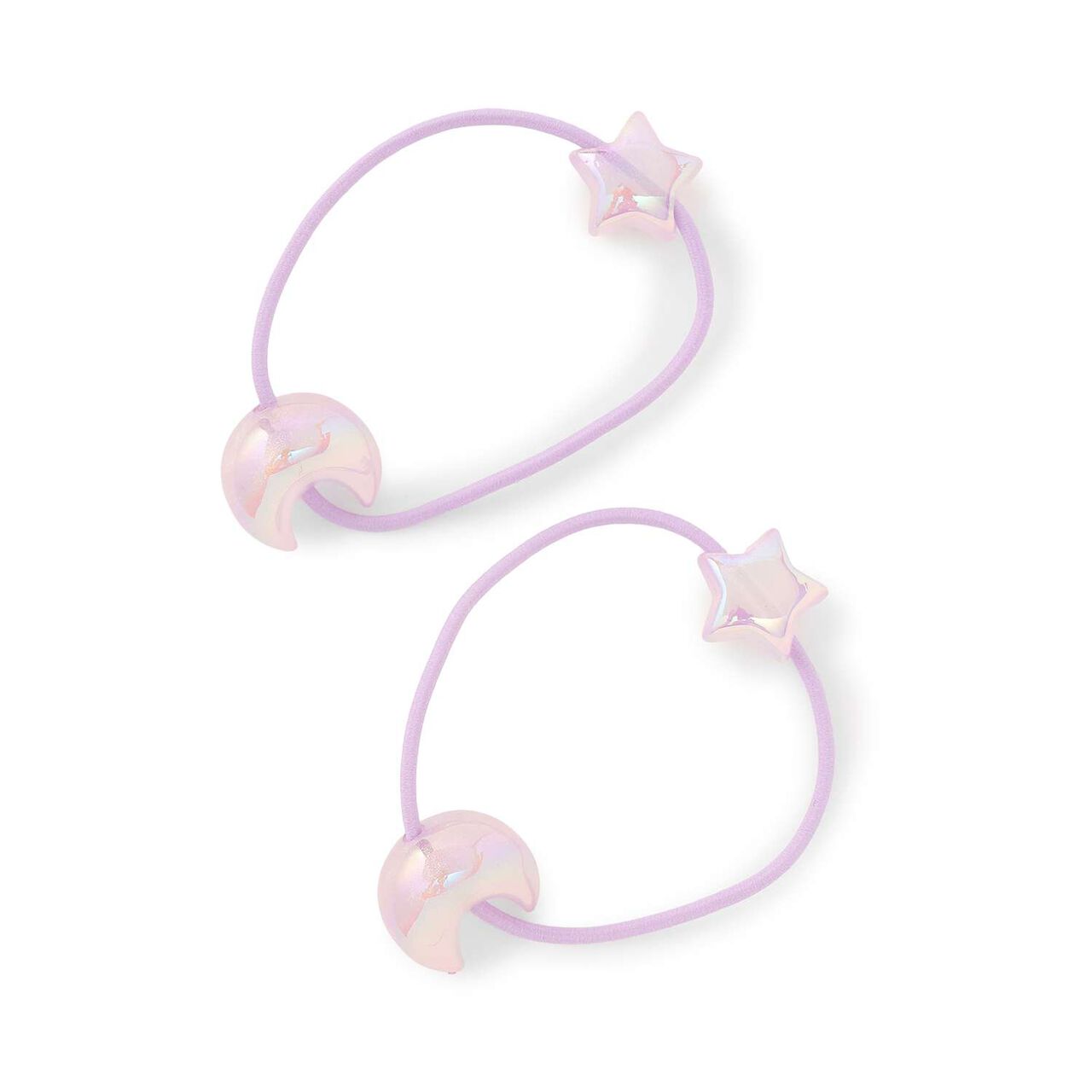 [Soft Glow] Star & Moon Hair Ties (Set of 2) [Kids] [Girls],Lavender, large image number 6