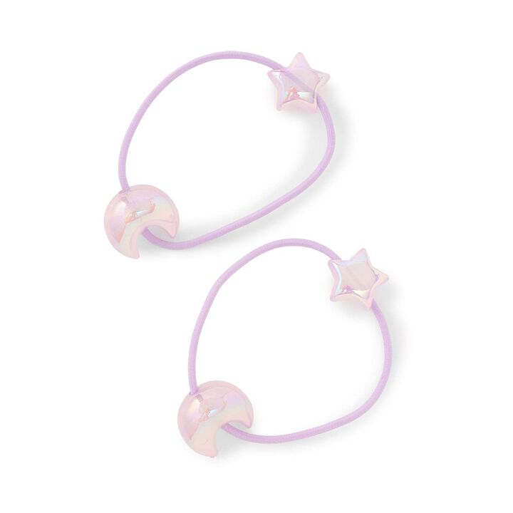 [Soft Glow] Star & Moon Hair Ties (Set of 2) [Kids] [Girls],Lavender, medium image number 6