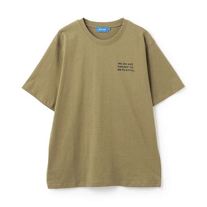 [Affordable] Back Print Short Sleeve T-Shirt,Khaki, medium image number 0
