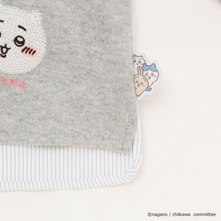 Chikawa Face Motif Long-Sleeve T-Shirt,Top gray, medium image number 19