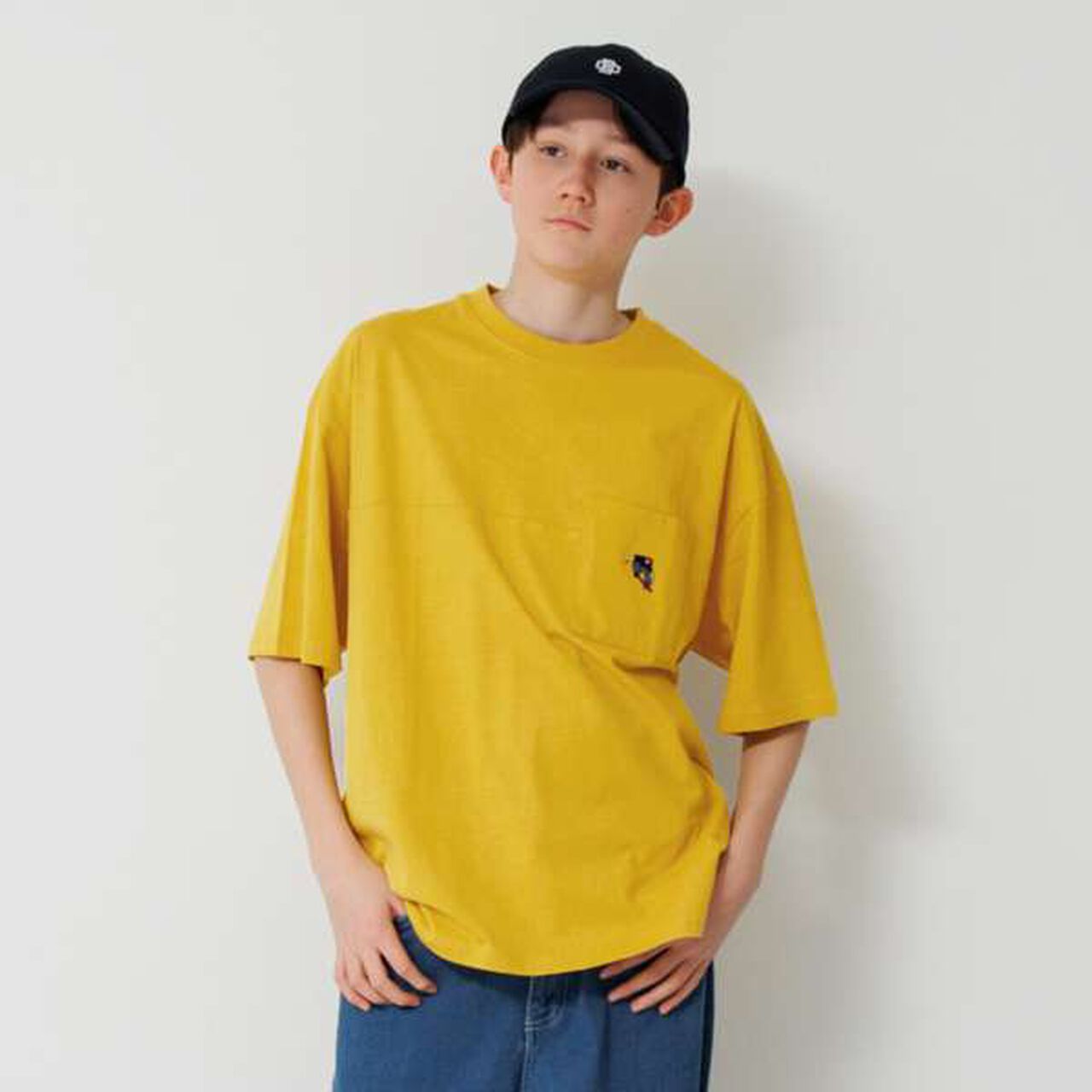 Big Short Sleeve T-Shirt with Pocket and Skater Embroidery,White, large image number 18