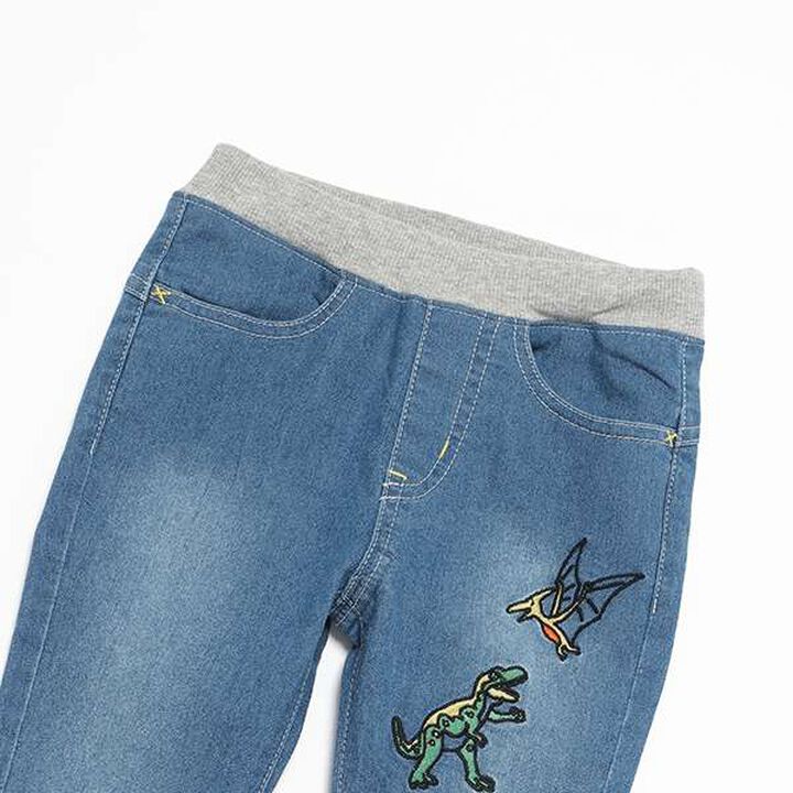 Dinosaur Embroidery Long Tapered Pants,Navy, medium image number 5