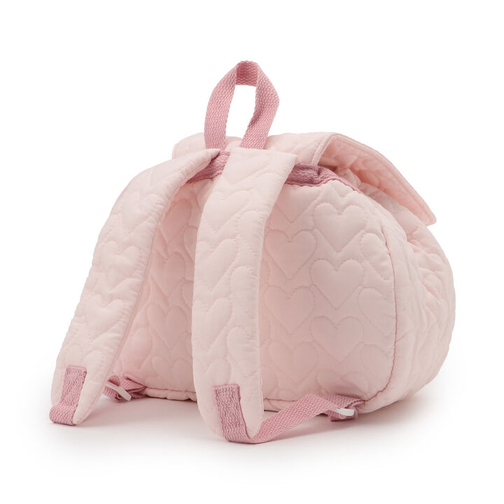 Heart Quilted Backpack with Rabbit Mascot,Light pink, medium image number 1