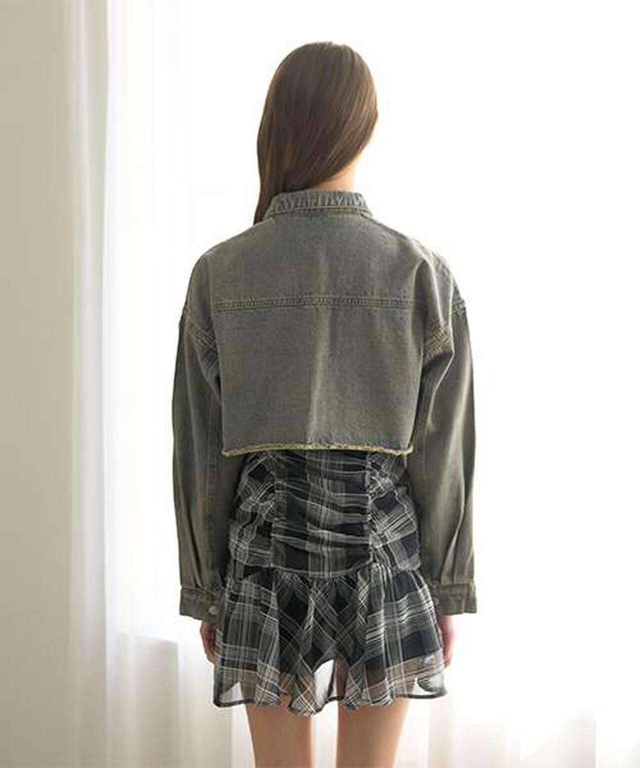 Denim Short Jacket,Gray, large image number 6