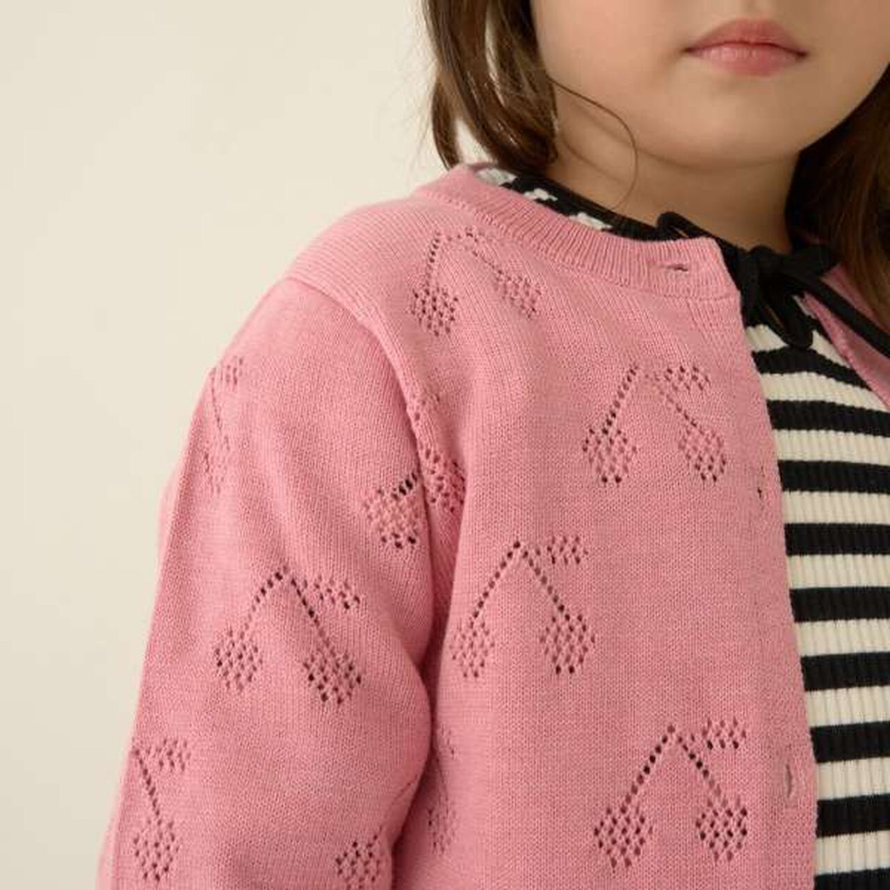 Cherry Pattern Knit Cardigan,Navy, large image number 3