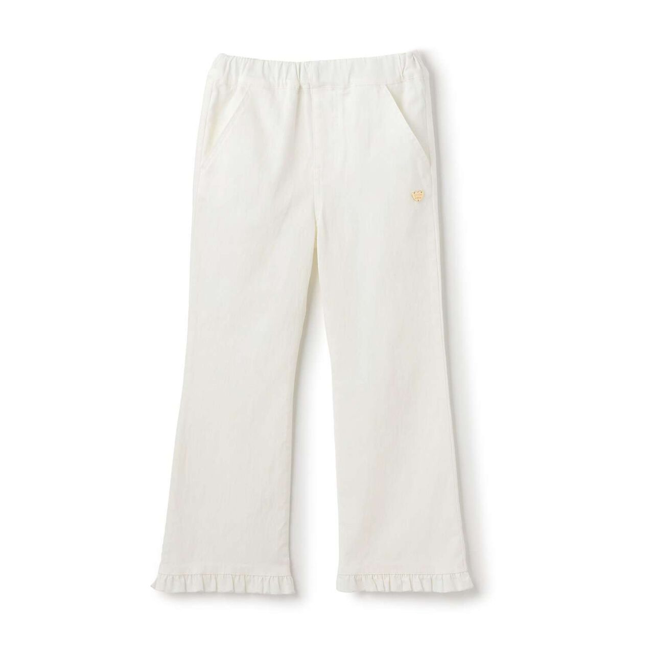 Tomo Pants Stretchy Hem Frill Flared Pants,Black, large image number 1