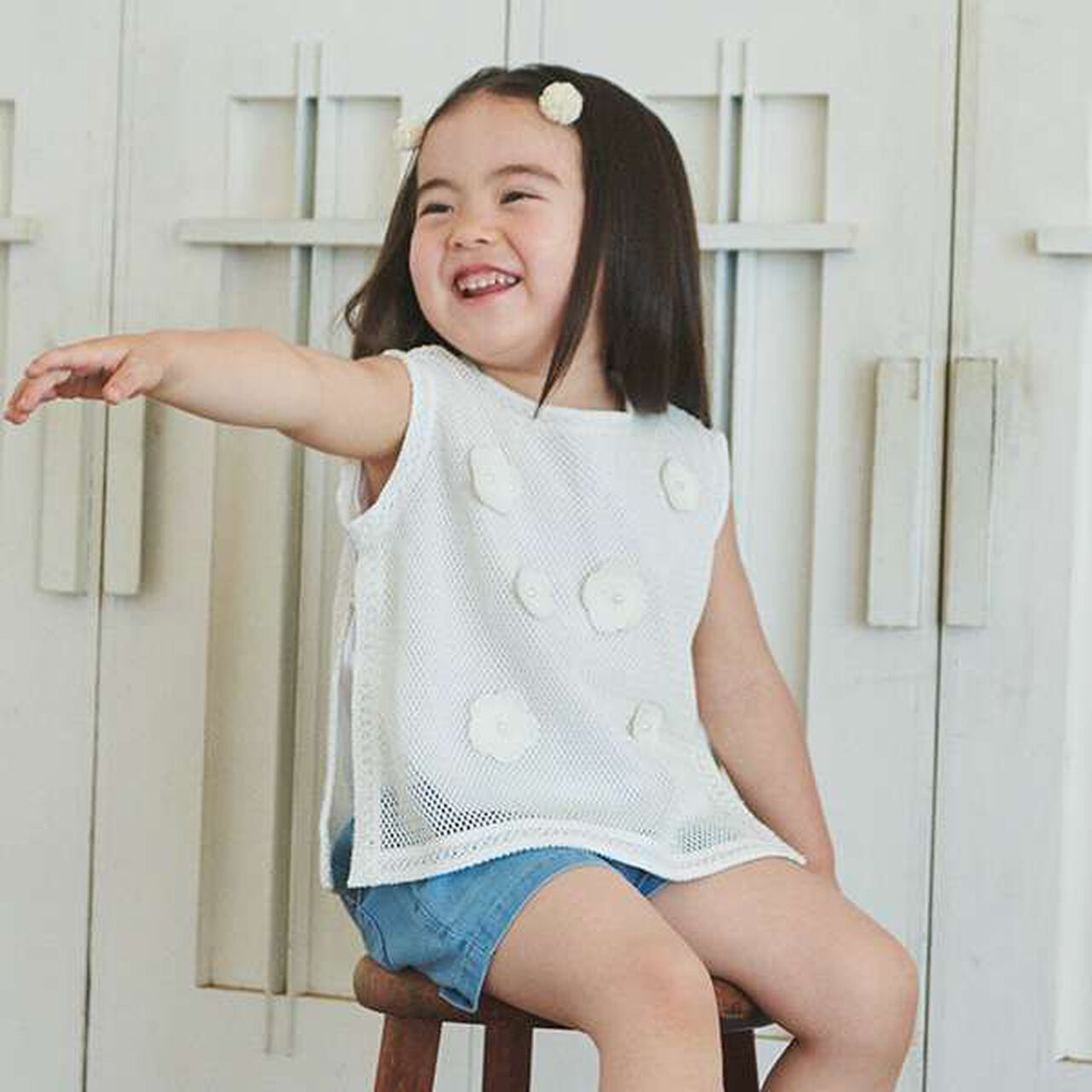 Floral Mesh Tank Top,Ivory, large image number 0