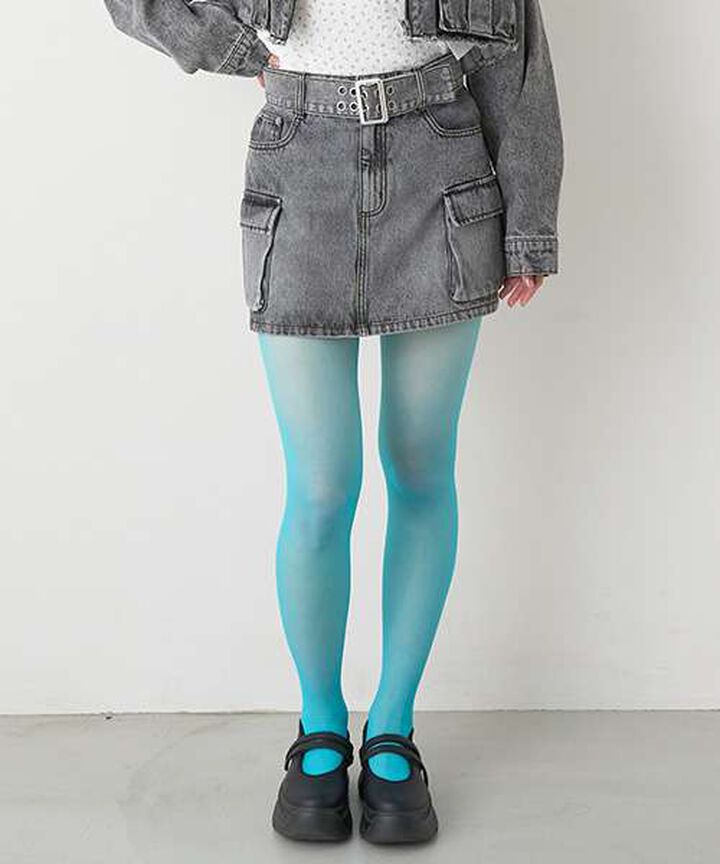 Denim Cargo Skirt with Belt,Gray, medium image number 0