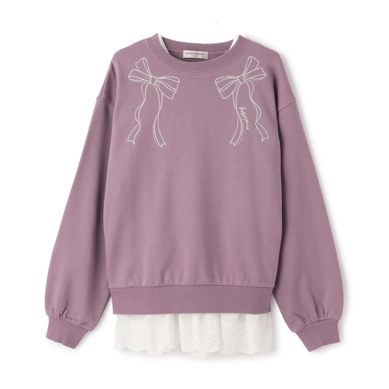 Lace Layered Sweatshirt,Lavender, large image number 11