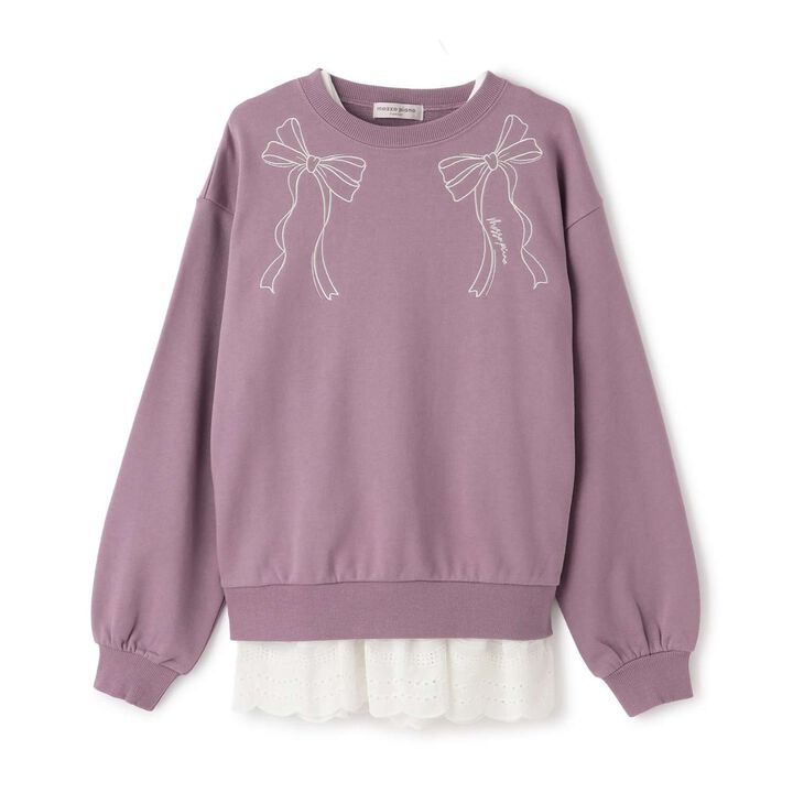 Lace Layered Sweatshirt,Lavender, medium image number 11