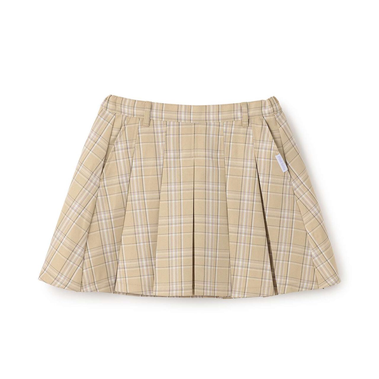 Checkered Front Pleated Skirt,Light beige, large image number 10