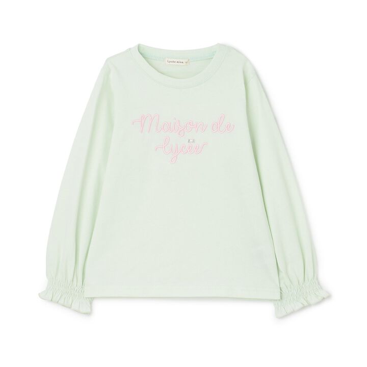 [Quick-Dry UV Non-Crumbling] Muteki T Logo Embroidery Shirred Sleeve Top,Yellow green, medium image number 3