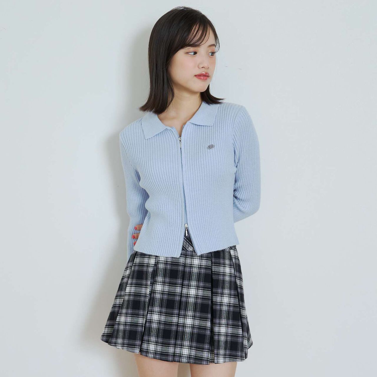 [LTXC] Washable Ribbed W Zipper Cardigan,Ivory, large image number 4