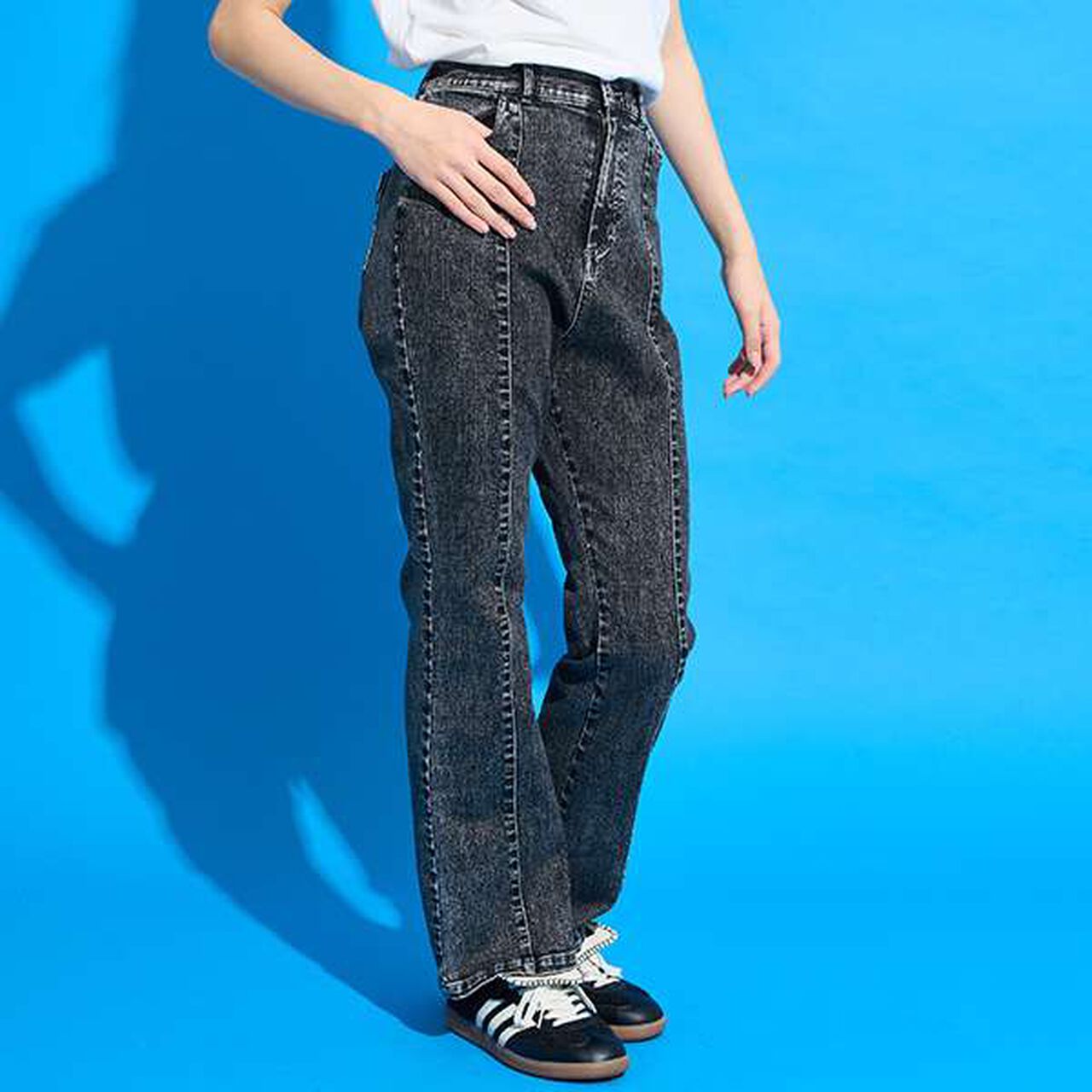 [AMI] Denim Flare Pants,Black, large image number 1