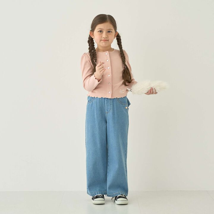 [Mini Length] Heart Button Ribbed Cardigan for Girls [Kids] [Children's Clothing],, medium