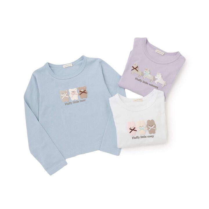 [Muteki T] Cotton 100% Stain-Resistant UV Quick-Dry Puffed Print Ribbon T-Shirt for Girls Kids,Blue gray, medium image number 8
