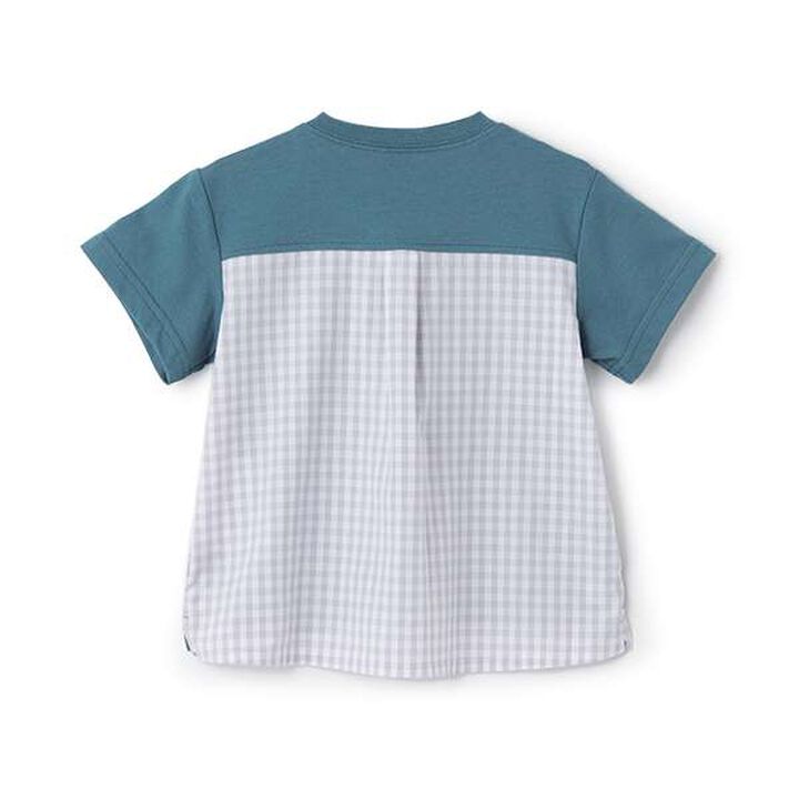 Gingham Pocket Short Sleeve T-Shirt,Moderate green, medium image number 3