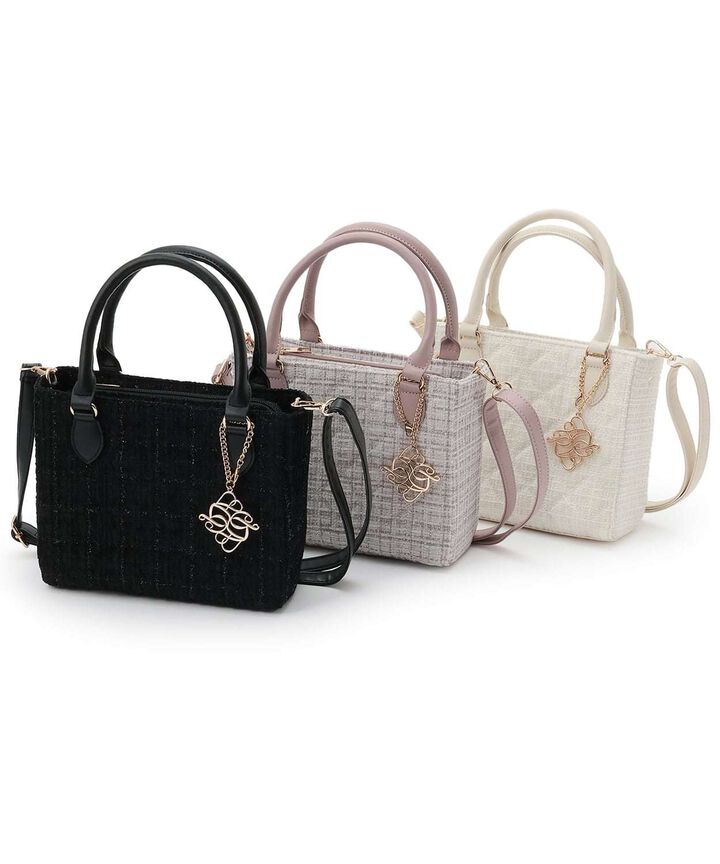 Tweed Charm Tote Bag,Ivory, medium image number 11