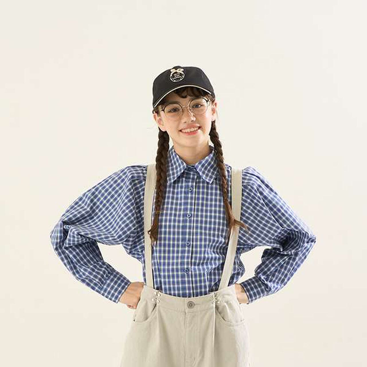 [AMI] Volume Sleeve Check Blouse,Deep blue, large image number 12