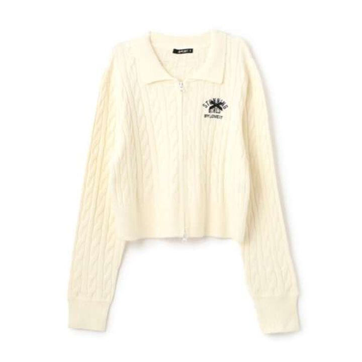 Double Zip Knit Cardigan,Gray, medium image number 10