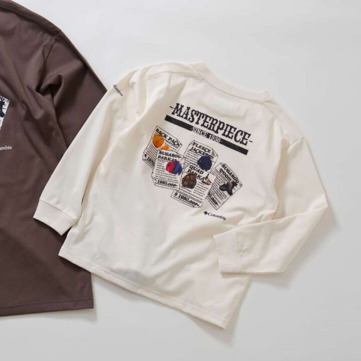 [Columbia] Kids Black Graphic Long Sleeve T-Shirt,Beige, medium image number 3