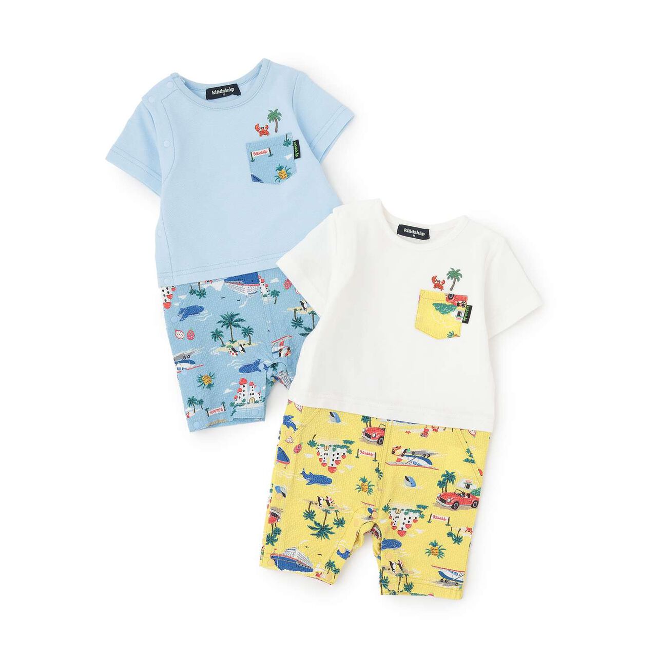 Short-Sleeve Romper with Vehicle Print,White, large image number 9