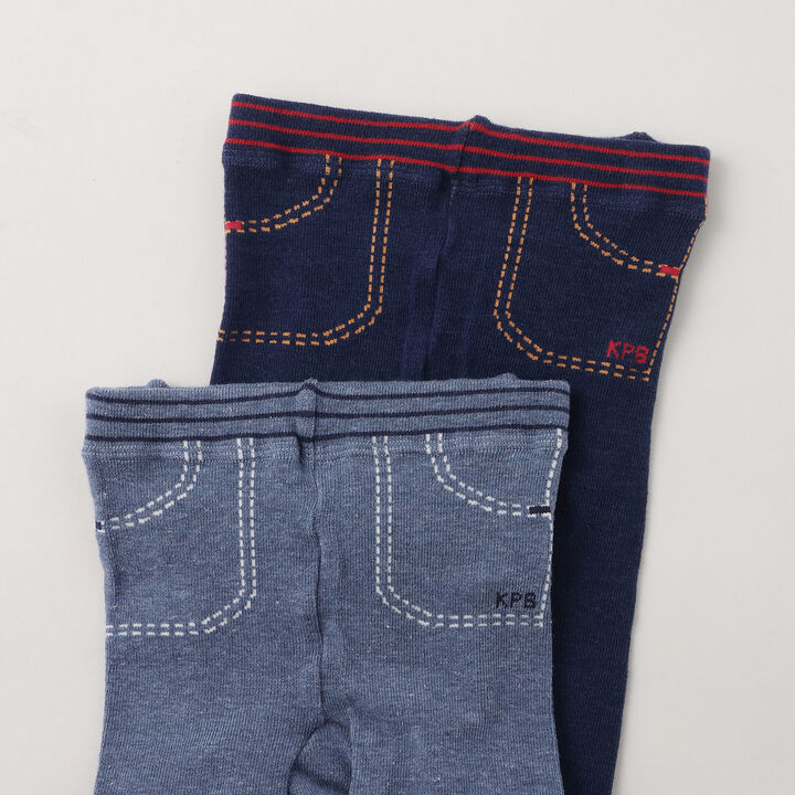 [Made in Japan] Hip Bear Braided 3/4 Length Leggings,Navy, medium image number 2