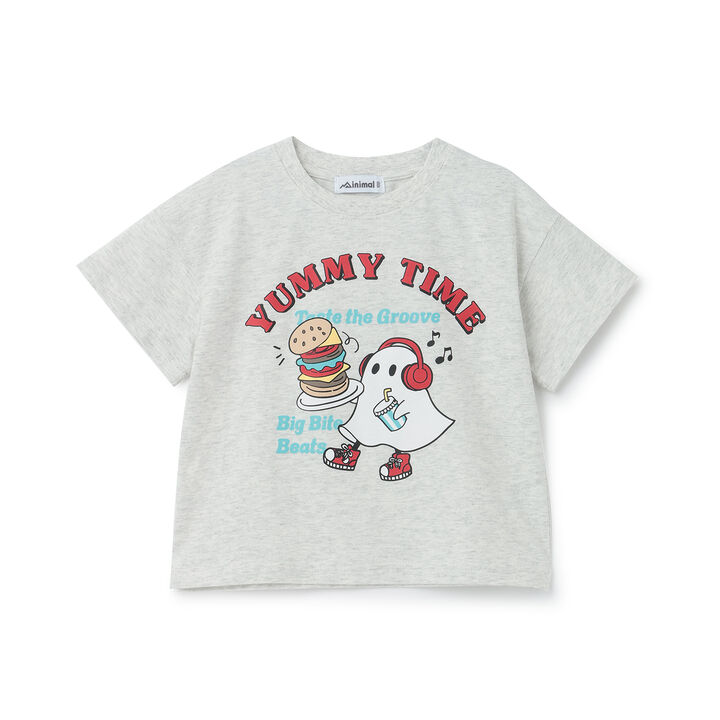 [Cotton 100%] Loose Short Sleeve T-Shirt with Ghost Illustration,, medium