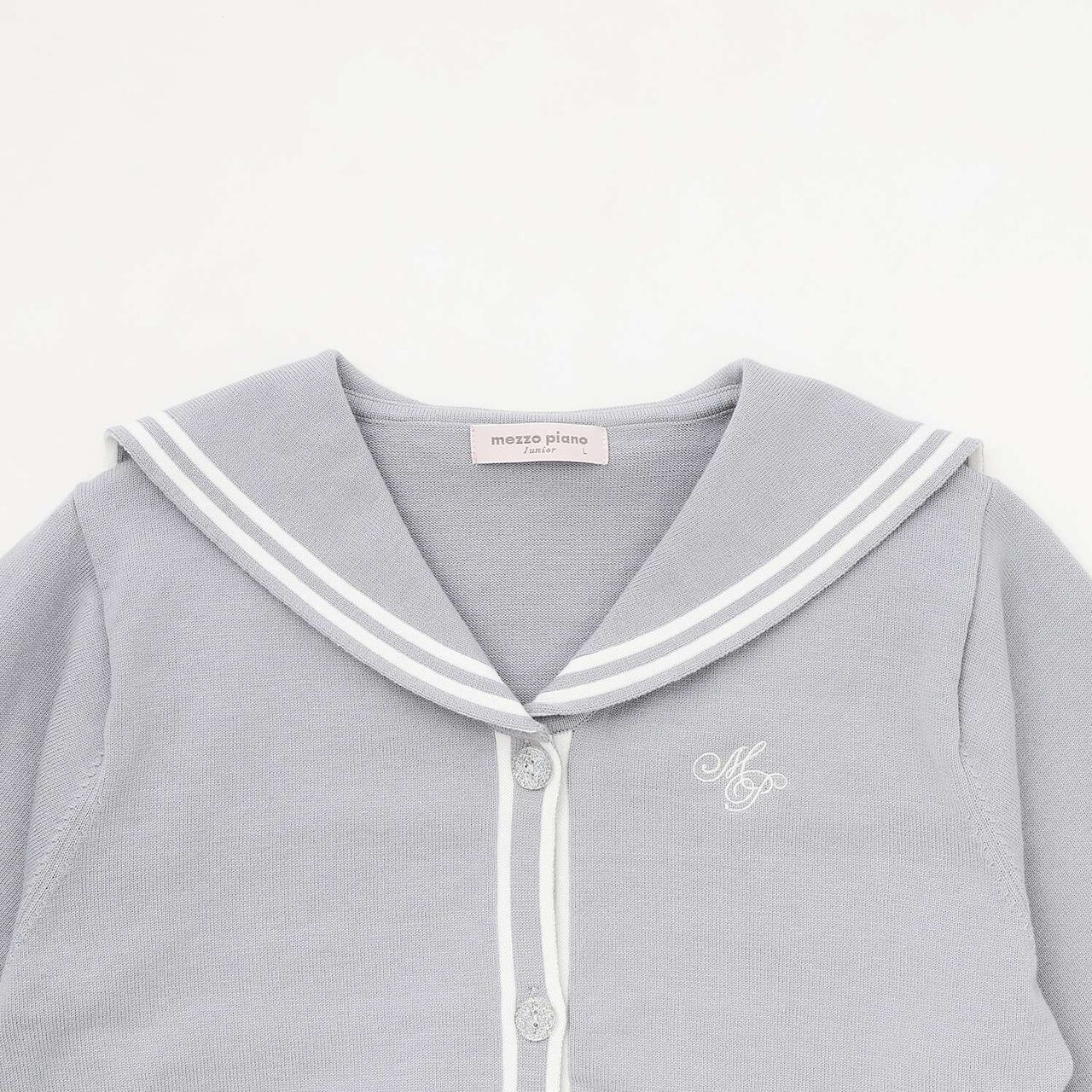 Sailor Cardigan & High Neck T-Shirt Set,Ivory, large image number 3