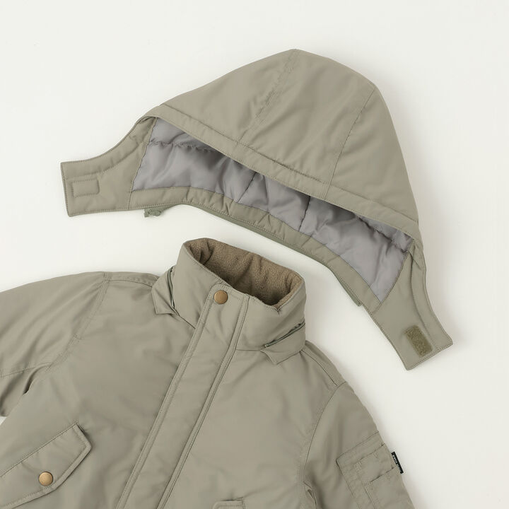 Washable MA1 Style Removable Hood Jacket,Khaki, medium image number 15