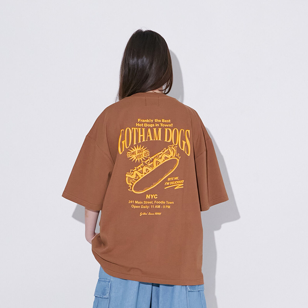 [Cool Touch] High Cool Cotton Hood Print Short Sleeve T-Shirt,Brown, large image number 0