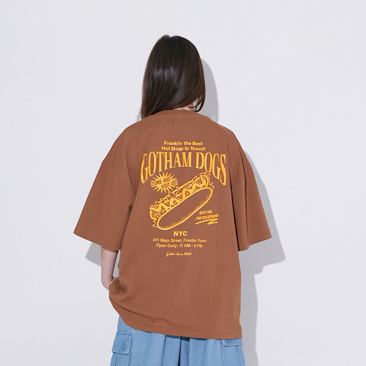 [Cool Touch] High Cool Cotton Hood Print Short Sleeve T-Shirt,Brown, medium image number 0