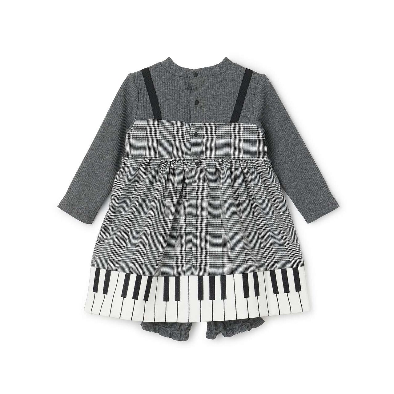 Piano One-Piece Dress & Bloomers Set,Black, large image number 1