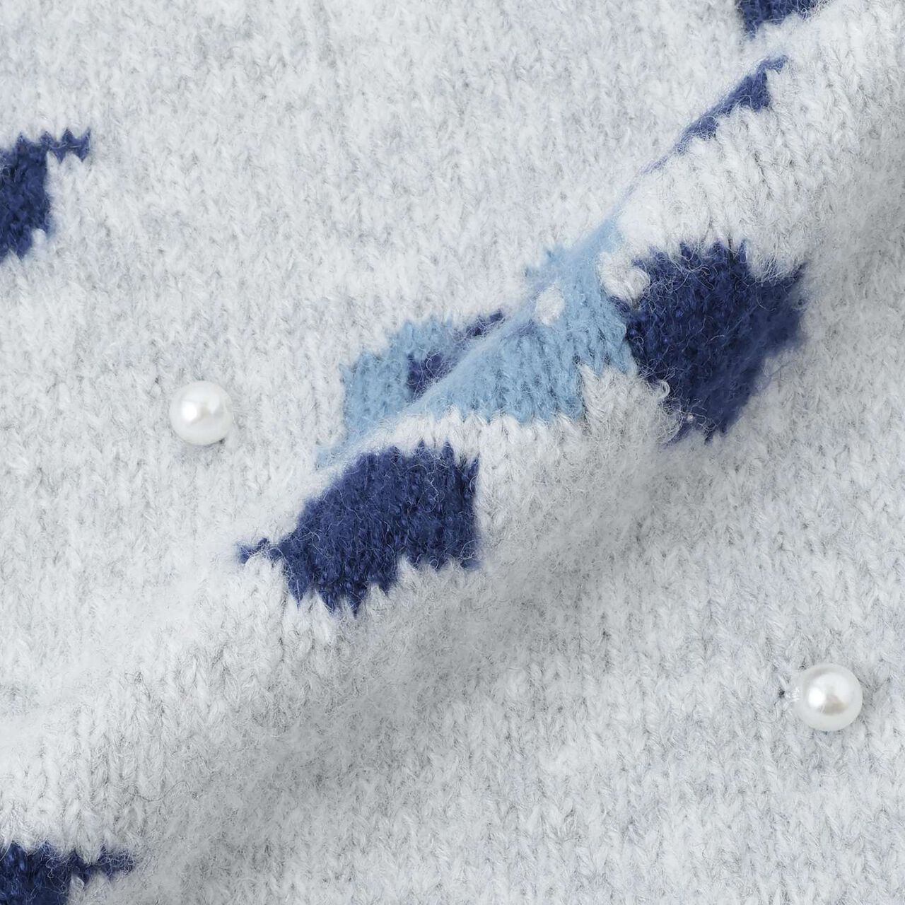 Fluffy and Soft Floral Pearl Knitwear,Ivory, large image number 5