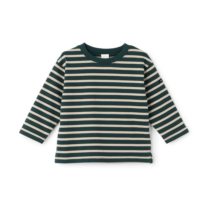 [Anti-Stain Finish] Stripe Pattern Long-Sleeve T-Shirt,Light blue, medium image number 3