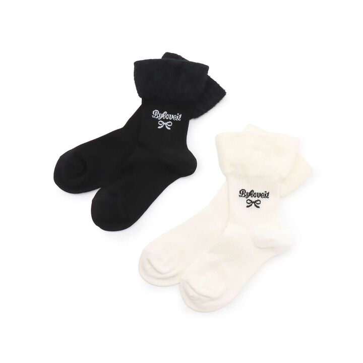 Partial Shaggy Crew Socks,Black, medium image number 3