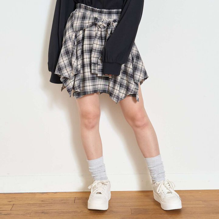 [LTXC] Waist Wrap Style Checkered Culottes,Black, medium image number 6