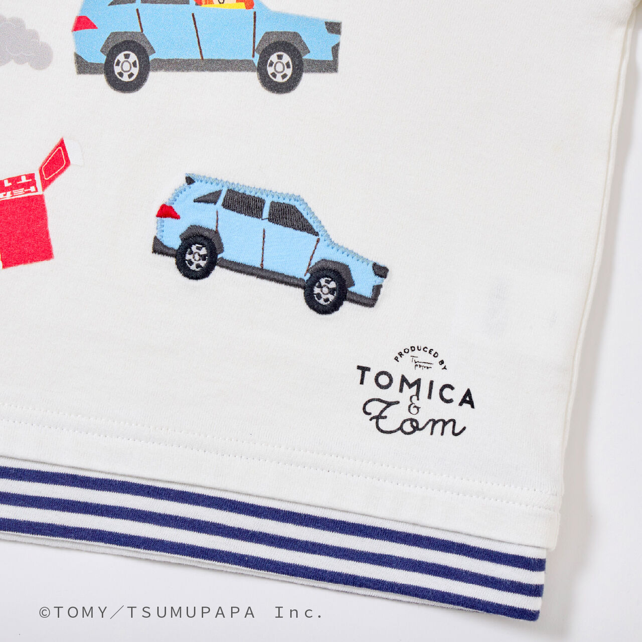 Tomica and Tom Car Appliqu&eacute; T-Shirt,Off white, large image number 2