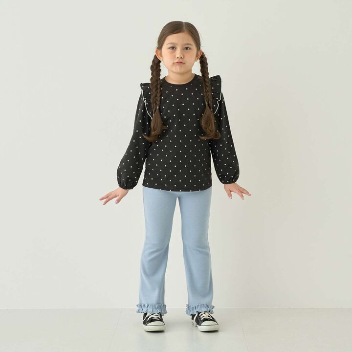 [100% Cotton] [Muteki T] [Stain Resistant/UV/Quick-Dry] Frilled Volume Sleeve All-Over Pattern T-Shirt for Girls [Kids],Blue gray, medium image number 11