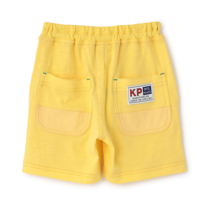 Knit Bear Motif Half Pants,Yellow, medium image number 1