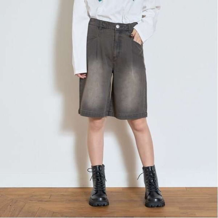 [LTXC] Tuck Half Denim Pants,Black, medium image number 9