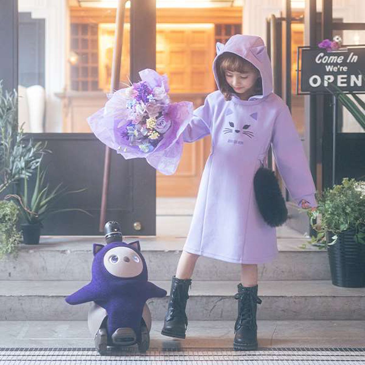 ANNA SUI mini × LOVOT Cat Ear Whole Garment,Purple, large image number 0