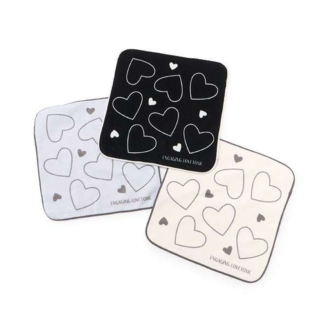 Heart Pattern Hand Towel,Black, large image number 5