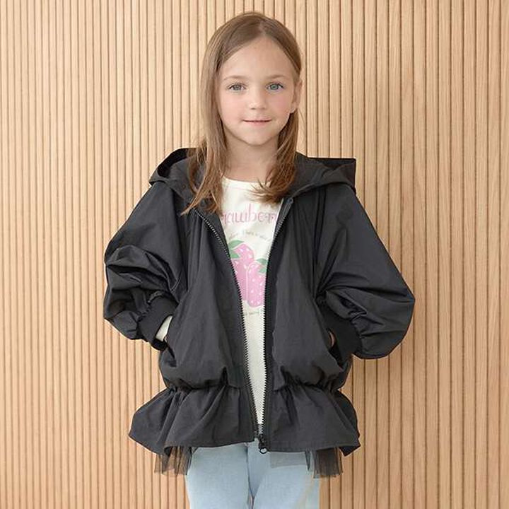 Peplum Silhouette Windbreaker,Black, medium image number 0