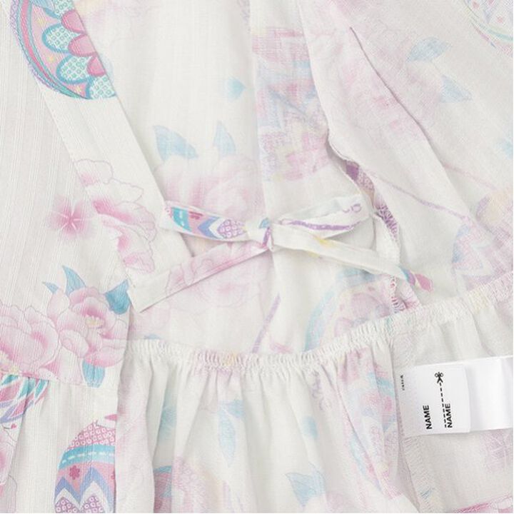 Temari Flower Pattern Yukata Dress,Off white, medium image number 13