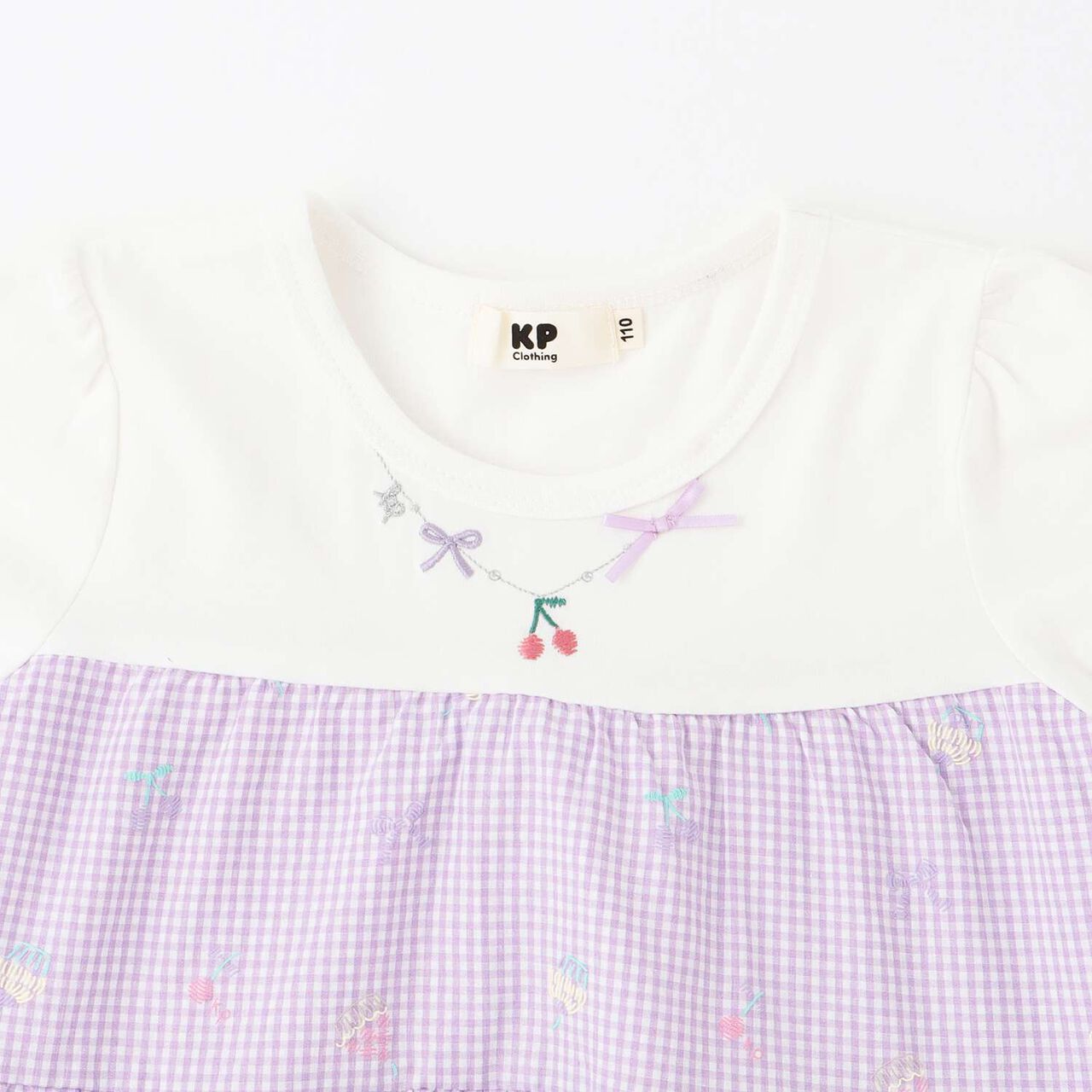 Pre-Dyed Check Foam Print Tiered One-Piece,Lavender, large image number 2