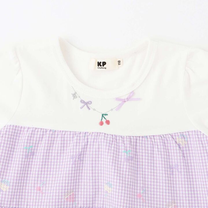 Pre-Dyed Check Foam Print Tiered One-Piece,Lavender, medium image number 2