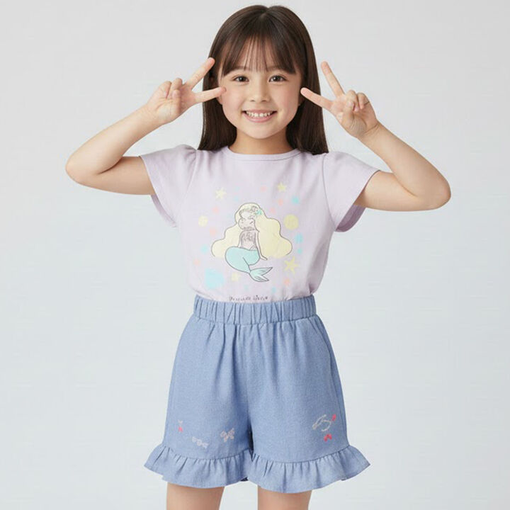 Hem Frill Cherry Embroidery Shorts,, medium