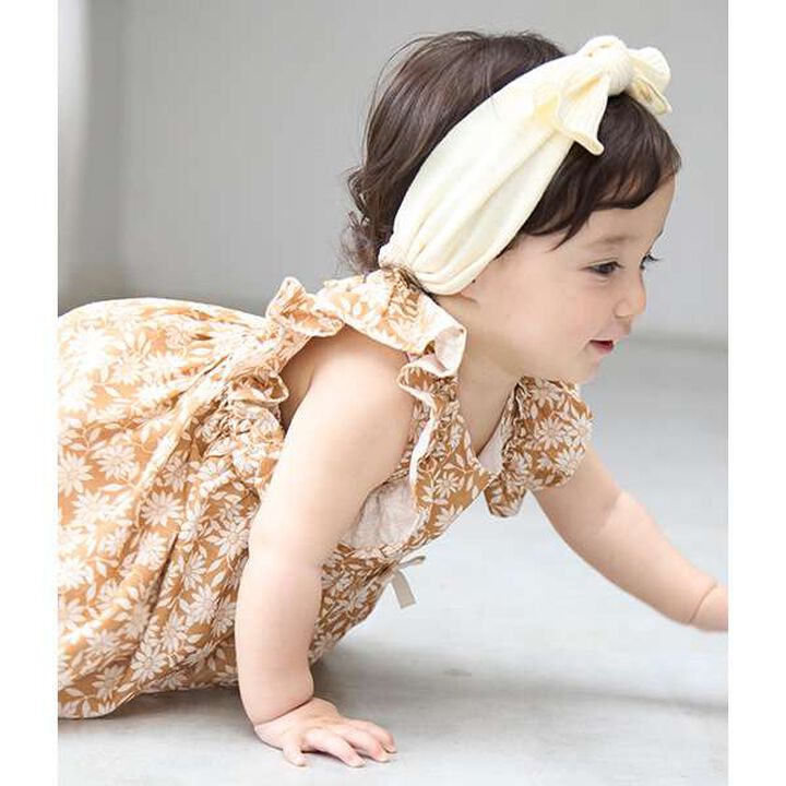 [Link] Floral Shirred One-Piece Dress (Baby Size),Light beige, medium image number 2